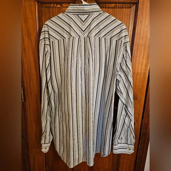 Tommy Hilfiger Gray and Blue Striped Button Down Shirt - Picture 2 of 5